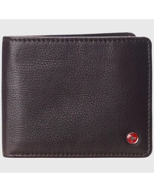Alpine Swiss Genuine Leather Passcase Bifold Wallet Rfid Safe 2 Id Windows - Black