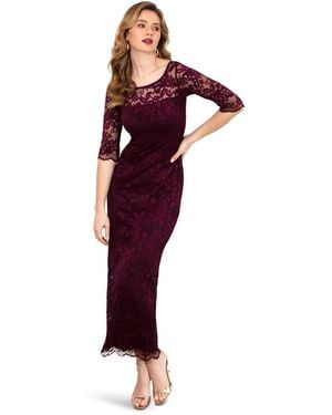 Alie Street London Lila 3/4 Sleeve Lace Maxi Gown - Red