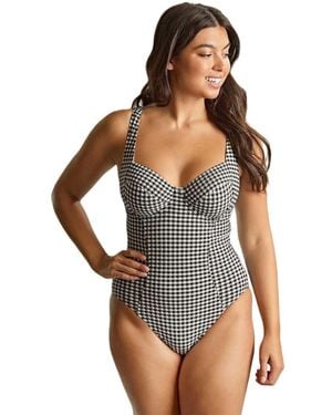 Panache Gingham Paloma Underwire Side Support One Piece Swimsuit - Gray