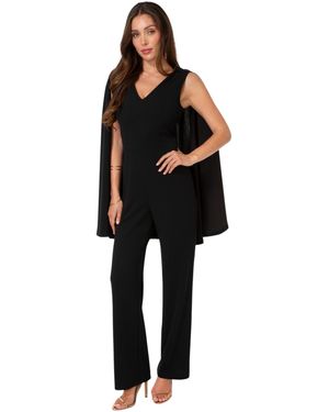 Bebe Cape V-neck Sleeveless Jumpsuit - Black