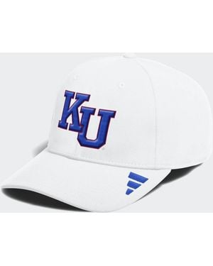 adidas Kansas Jayhawks Structured Embroidered Stretch Baseball Cap - White