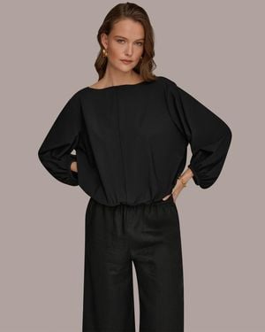 Donna Karan Weekend Boat Neck Blouse - Black
