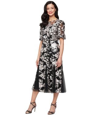 Alex Evenings Stretch Tulle Jacket Dress - Black