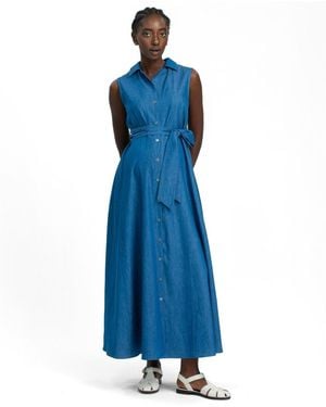 PIETRO BRUNELLI MATERNITY Maternity Alba Sleeveless Denim Maxi Shirt Dress - Blue