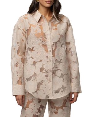 JLUXLABEL Organza Floral Blouse - Brown