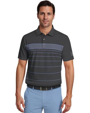 PGA TOUR Short-sleeve Engineered Chest Stripe Polo Shirt - Gray