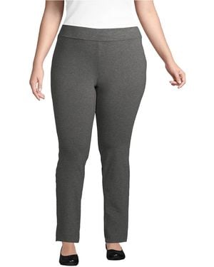 Lands' End Plus Size Starfish Mid Rise Slim Leg Pants - Gray