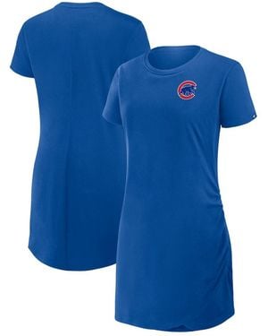 Fanatics Chicago Cubs Ruched Drape T-shirt Dress - Blue