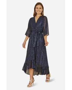 Yumi' Sequin Kimono Wrap Dress - Blue