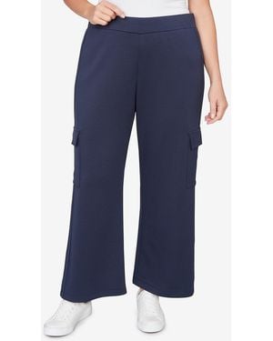 Ruby Rd. Plus Size Luxe Knit Cargo Ankle Pants - Blue