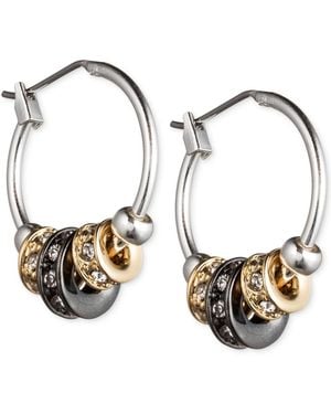 Nine West Tri-tone 3/4" Slider Hoop Earrings - Metallic