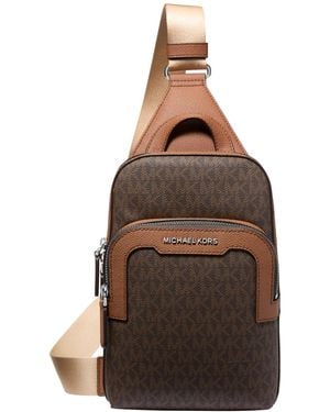 Michael Kors Hudson Signature Logo Sling Bag - Brown