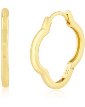 Simona Polished Clover Hoop Earrings - Metallic