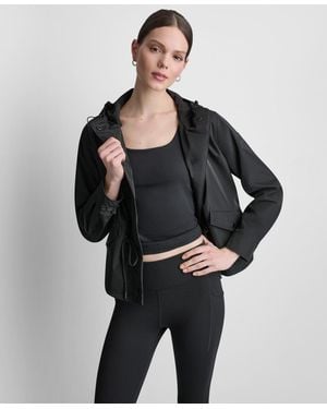 DKNY Cropped High-low Hooded Jacket - Black
