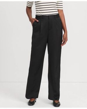 Lands' End Satin Elastic Back Wide Leg Pants - Black