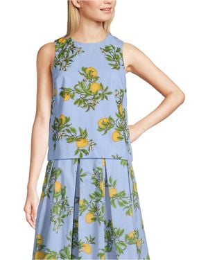 Lands' End Poplin Sleeveless Shell - Blue