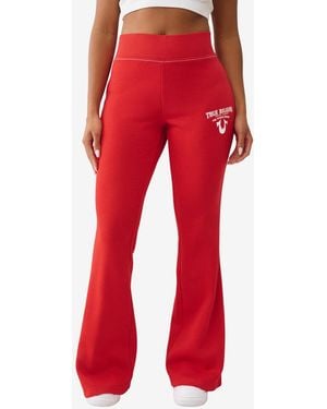 TRUE RELIGION Crystal Wing Big T Flare Pants - Red