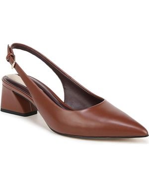Franco Sarto Racer Pointed Toe Block Heel Slingback Pumps - Brown