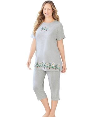 Dreams & Co. Knit Capri Sleep Set - Gray