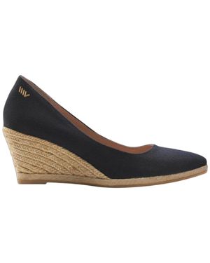 VISCATA Roses Canvas U Cut Espadrille Wedges - Blue
