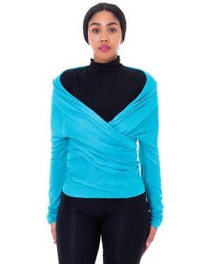 DAI MODA Dm Cat Wrap Shawl - Blue