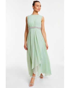 Quiz grey chiffon cap sleeve embellished maxi dress online