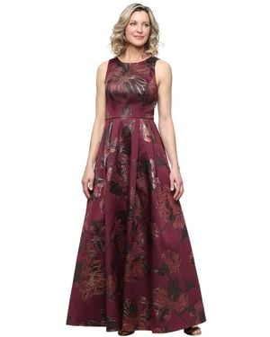 Alex Evenings Floral-print Boat Neck Sleeveless Dress - Purple
