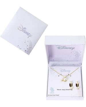 Disney Glass Cultivated Pearl Mickey Pendant Necklace And Hoop Earring Set - Blue