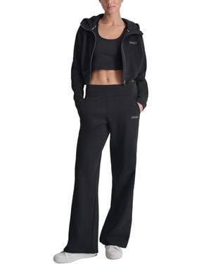 DKNY Sport Studded-logo Wide-leg Pants - Black