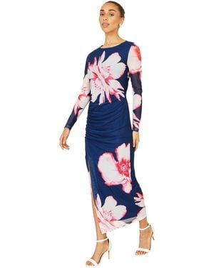 Yumi' Long Sleeve Mesh Maxi Dress - White