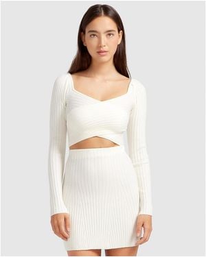 Belle & Bloom Forget Me Not Knit Crop - White