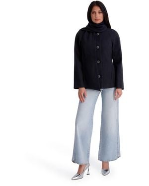 Kensie Faux-wool Funnel Neck Coat - Blue