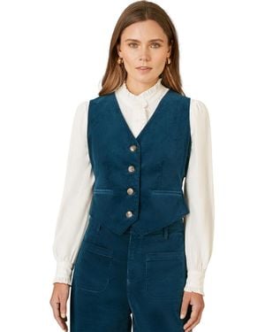 Yumi' Tailored Ribbed Waist Coat - Blue
