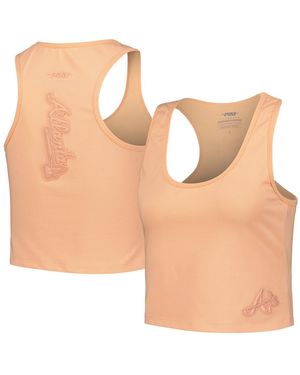 Pro Standard Atlanta Braves Neutral Fitted Racerback Tank Top - Natural