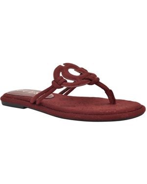 Guess Saime Embellished G Cutout Flat Thong Sandals - Red
