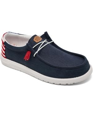 HEYDUDE Wally Americana Lifestyle Moccasin Loafers From Finish Line - Blue
