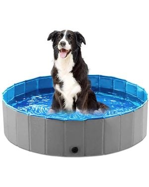 Aronkl Foldable Dog Pet Bath Pool Collapsible Bathing Tub Slip Resistant Durable Portable No Inflation - Blue