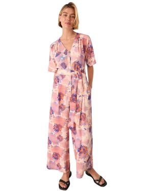 Whistles Floral Button Front Jumpsuit - Pink
