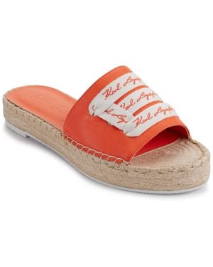 KARL LAGERFELD Cherie Logo Slip-on Espadrille Platform Slide Sandals - Red