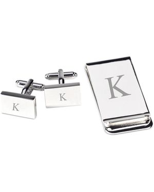 Bey-berk Silver Plated Cufflinks And Money Clip Set - Metallic