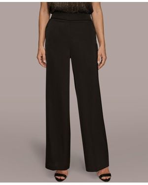 Donna Karan Charmeuse High Rise Wide Leg Pants - Black