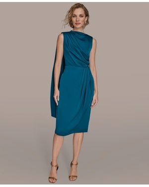Donna Karan Satin Scarf Sheath Midi Dress - Blue