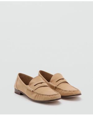 Mango Nubuck Leather Mask Moccasins - Natural