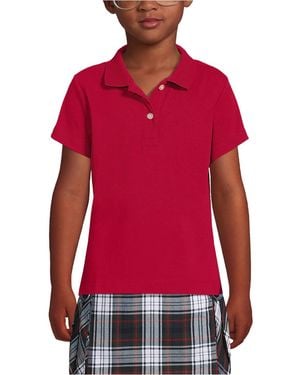 Lands' End Girls Short Sleeve Feminine Fit Interlock Polo Shirt - Red