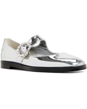 ALDO Arabbella Mary Jane Almond Toe Flats - White