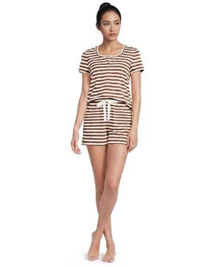 Lands' End Knit 2 Piece Pajama Set - White