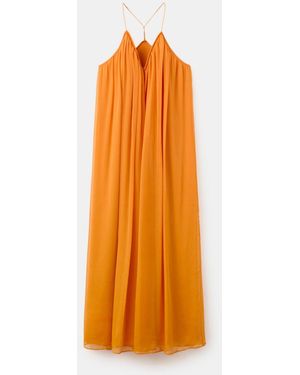 Mango Flowy Chiffon Dress - Orange