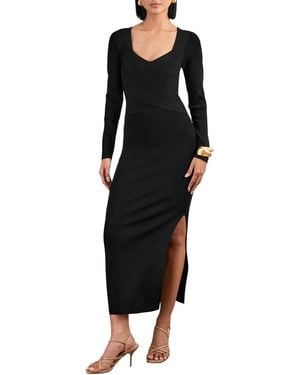 Reiss Sophia Long-sleeve V-neck Midi Wrap Dress - Black