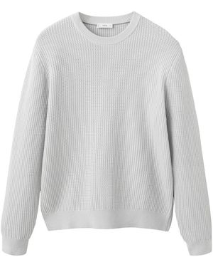 Mango Bilbo Cotton Crewneck Ribbed Sweater - Gray