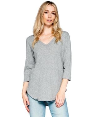 Wilt Clothing 3/4 Sleeve V-neck Shirttail Tee - Gray